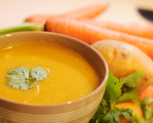 Recette de cuisine : Soupe de carottes et coriandre