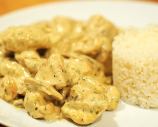 Recette de cuisine : EmincÃ© de poulet Ã  la crÃ¨me