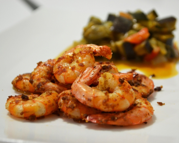Recette de cuisine : Crevettes sautées aux spéculoos et légumes