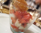 Verrines tomates, chÃ¨vre et jambon cru