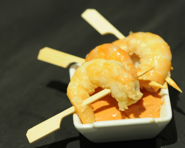 Recette de cuisine : Brochettes de crevettes au cognac flambé