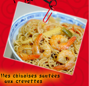 nouilles chinoises sautées aux crevettes