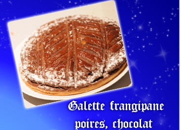 Galette frangipane poires, chocolat