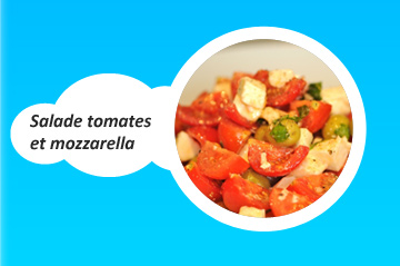 Salade de tomates, mozzarella et basilic