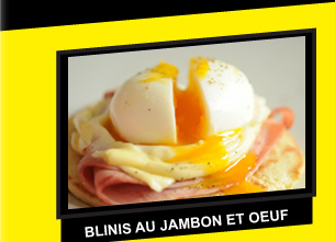 Blinis au jambon et oeuf gratiné