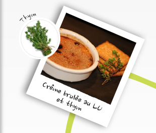 Crême brulée au LU et thym
