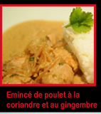 Emincé de poulet à la coriandre et au gingembre