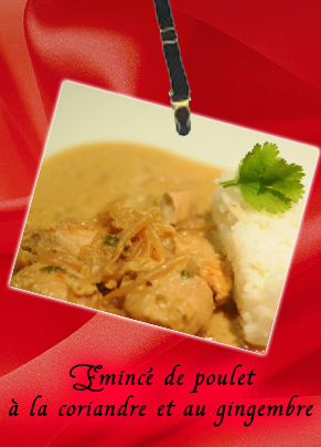 émincé de poulet à la coriandre et au gingembre